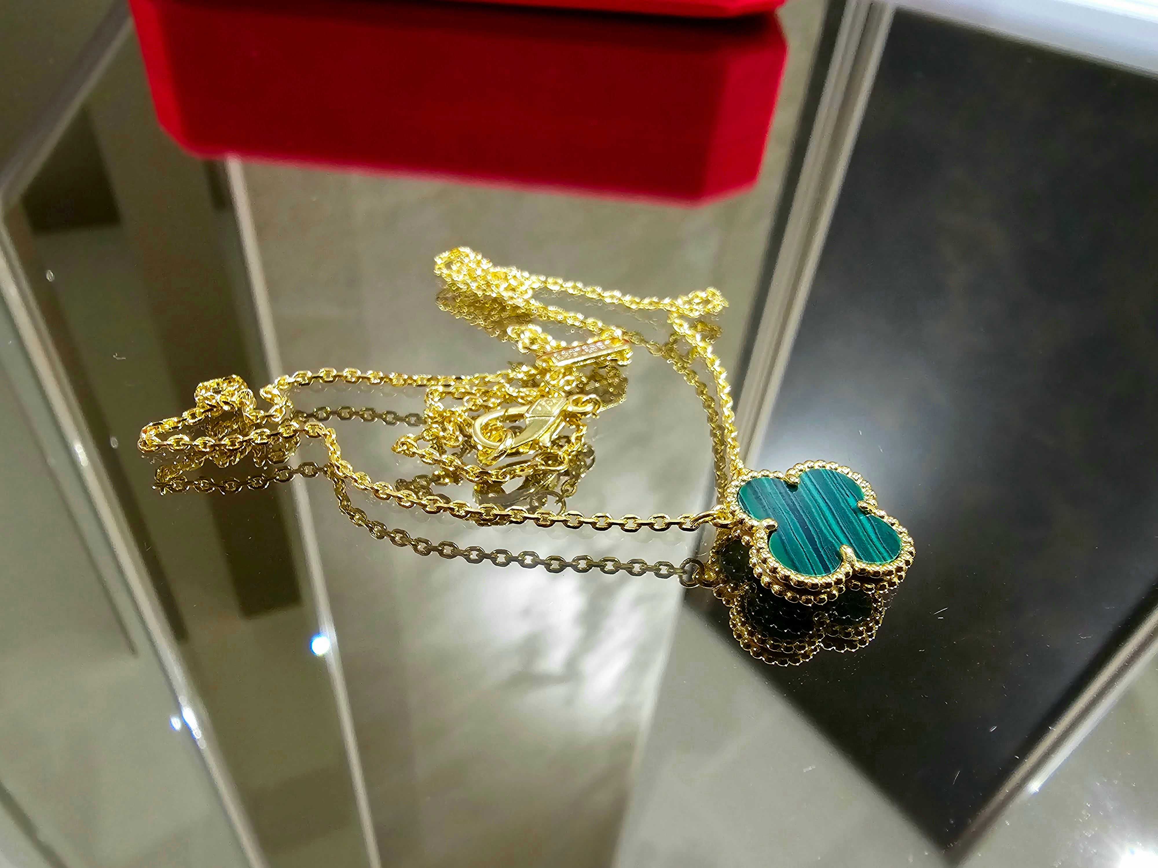 Van Cleef & Arpels VCA Gold Green 1 Motif Alhambra Clover Дамско Колие