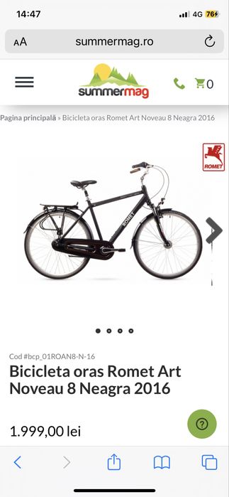 Bicicleta ROMET art noveau 8