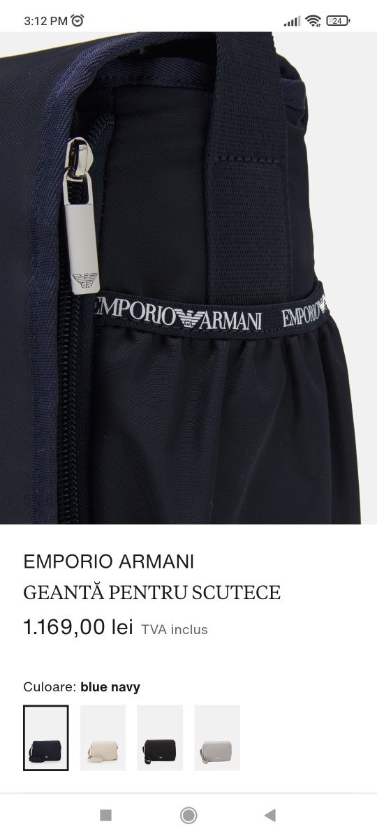 Geanta bebe scutece diaper bag Emporio Armani