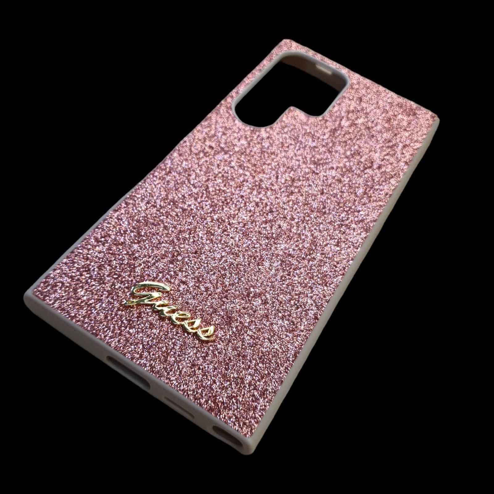 Оригинален кейс guess glitter script за samsung galaxy s24 ultra pink