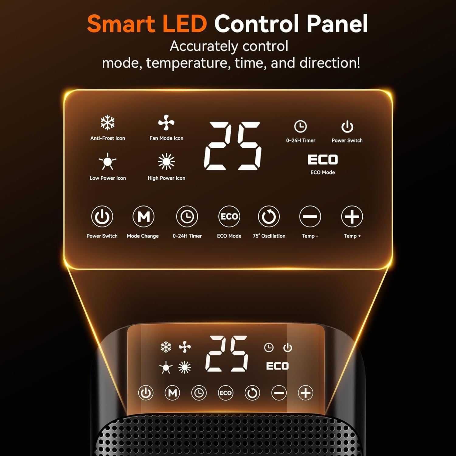 Нагреватели YASHE за вътрешна употреба, 1500W,дистанционно, 24H таймер