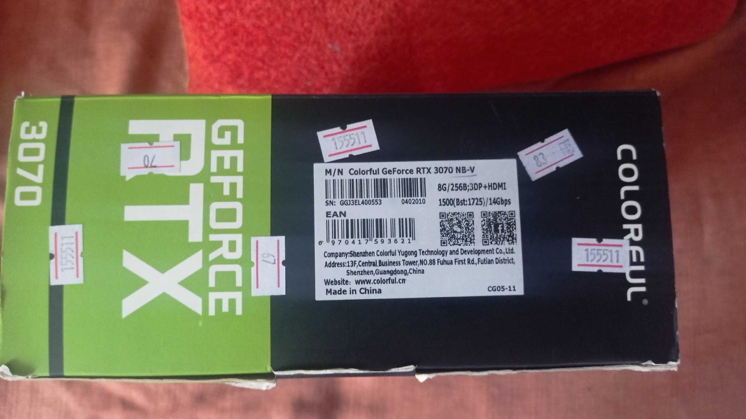 Colorful GeForce RTX 3070 Battle-Ax в идеальном состоянии