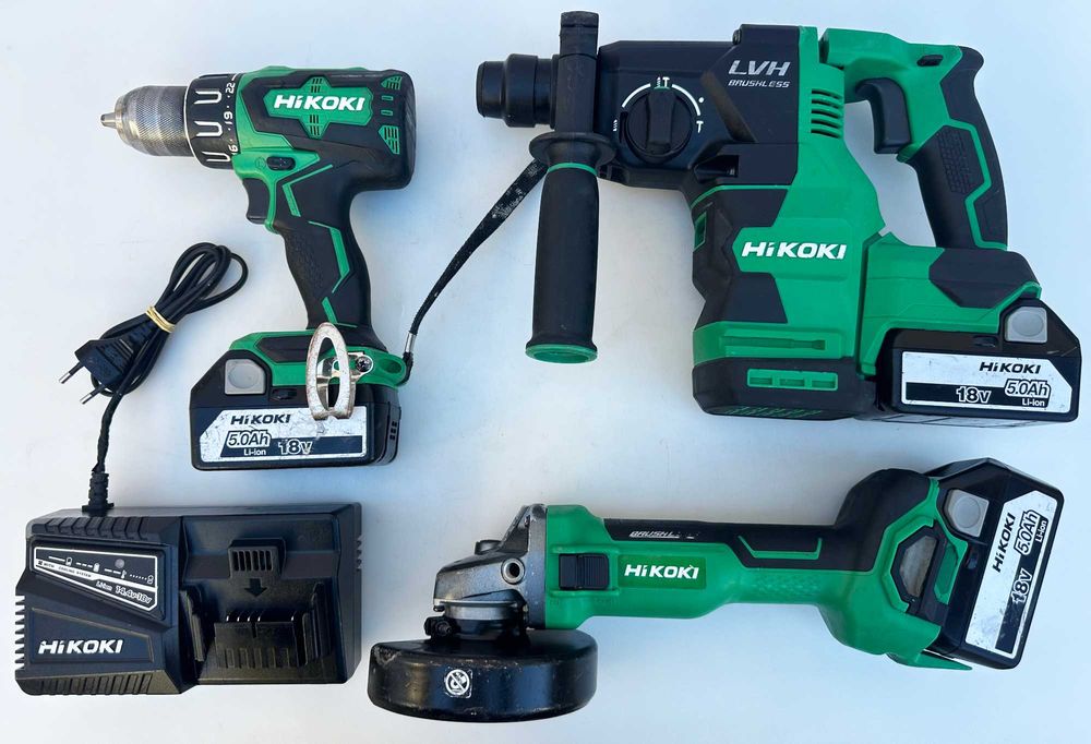 HiKoki / Hitachi - Сет от безчетков перфоратор, ъглошлайф и винтоверт