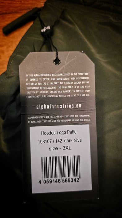 ALPHA INDUSTRIES Logo Puffer яке с качулка 3XL мъжко