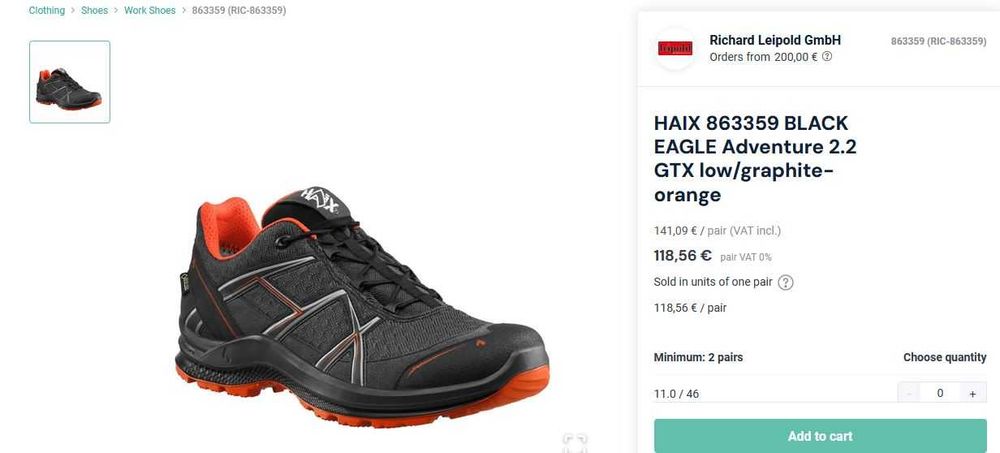 Adidasi HAIX 44 BLACK EAGLE Adventure 2.2 Gore-tex outdoor