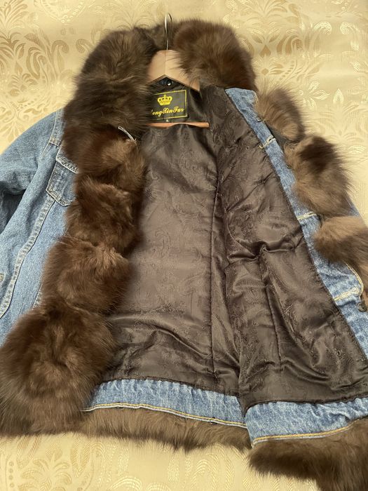 Geaca 2 in 1 de blug captusita, cu blana naturala de vulpe detasabila