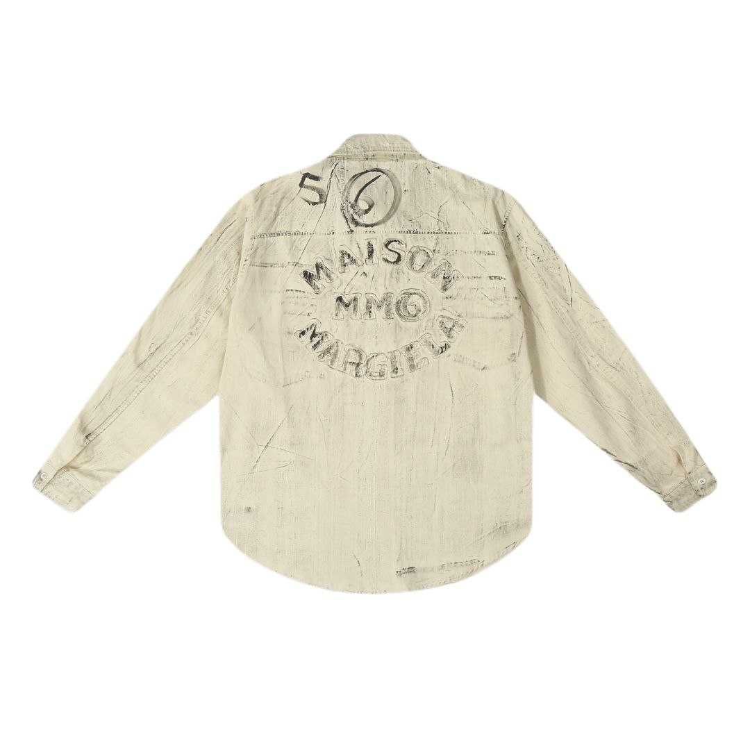 Мъжка Плътна Риза Maison Margiela тип ЯКе Oversized  Черна и Кремава