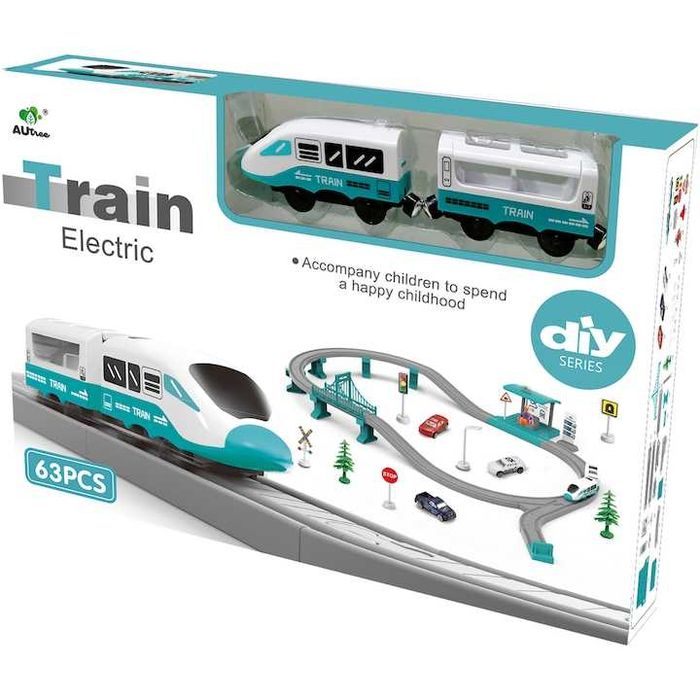 Circuit tren electric cu lumini si sunete,+3ani,accesorii,62piese,nou
