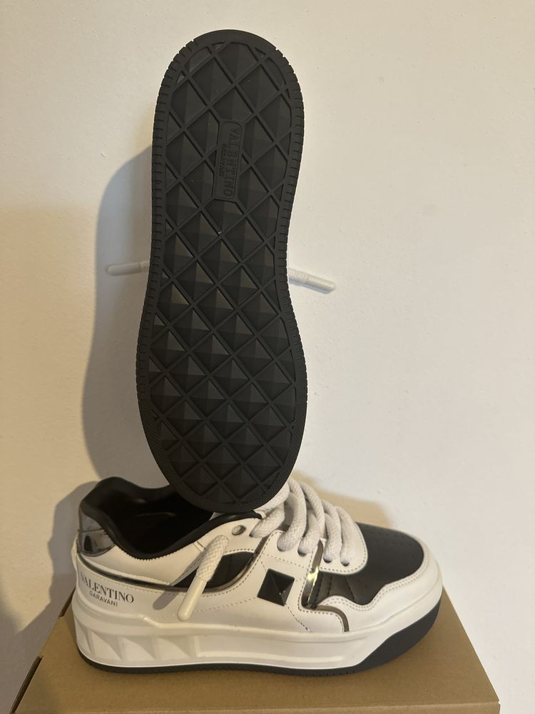 valentino garavani stud sneakers-white black edition