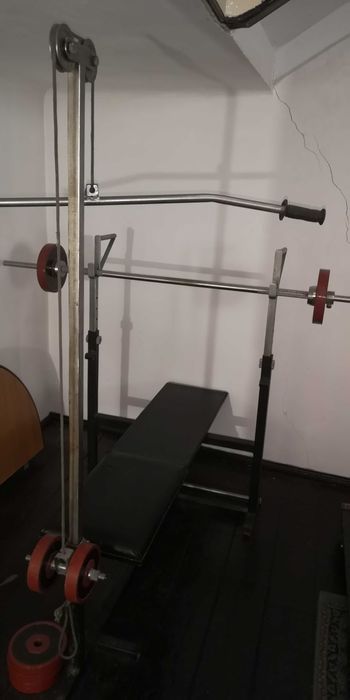 Halteră cu bancă, pentru dezvoltare musculară și antrenamente de forță
