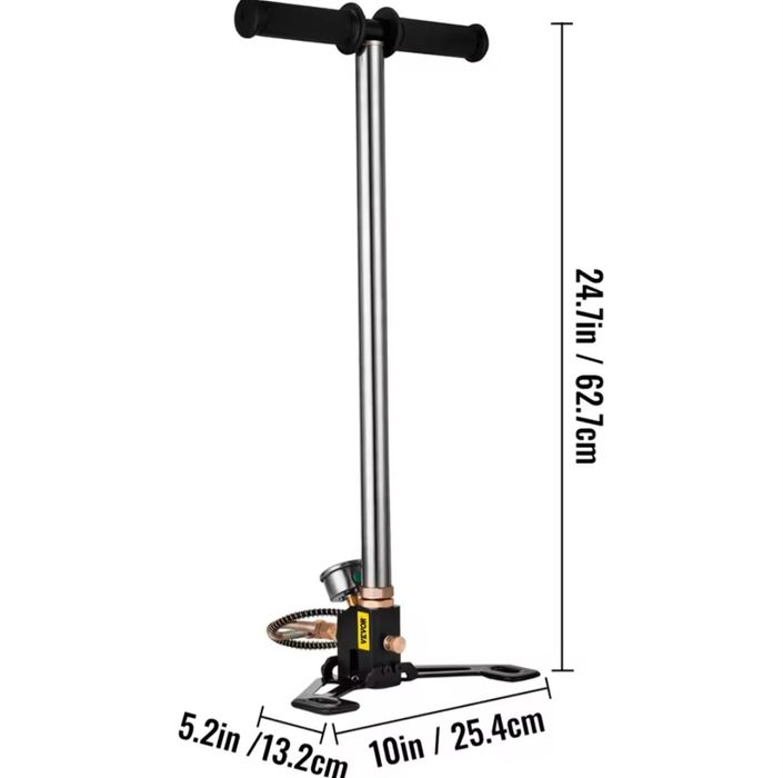 Ръчна помпа VEVOR 3-степенна за PCP въздушна пушка - 4500 PSI