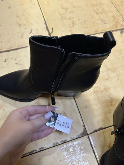 botine negre elegante cu toc gros marimea 38