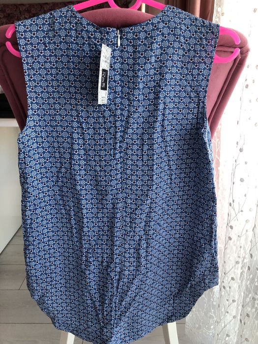 Дамска синя лятна риза без ръкав