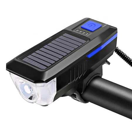 Far lampa cu panou solar pentru bicicleta / trotineta, claxon