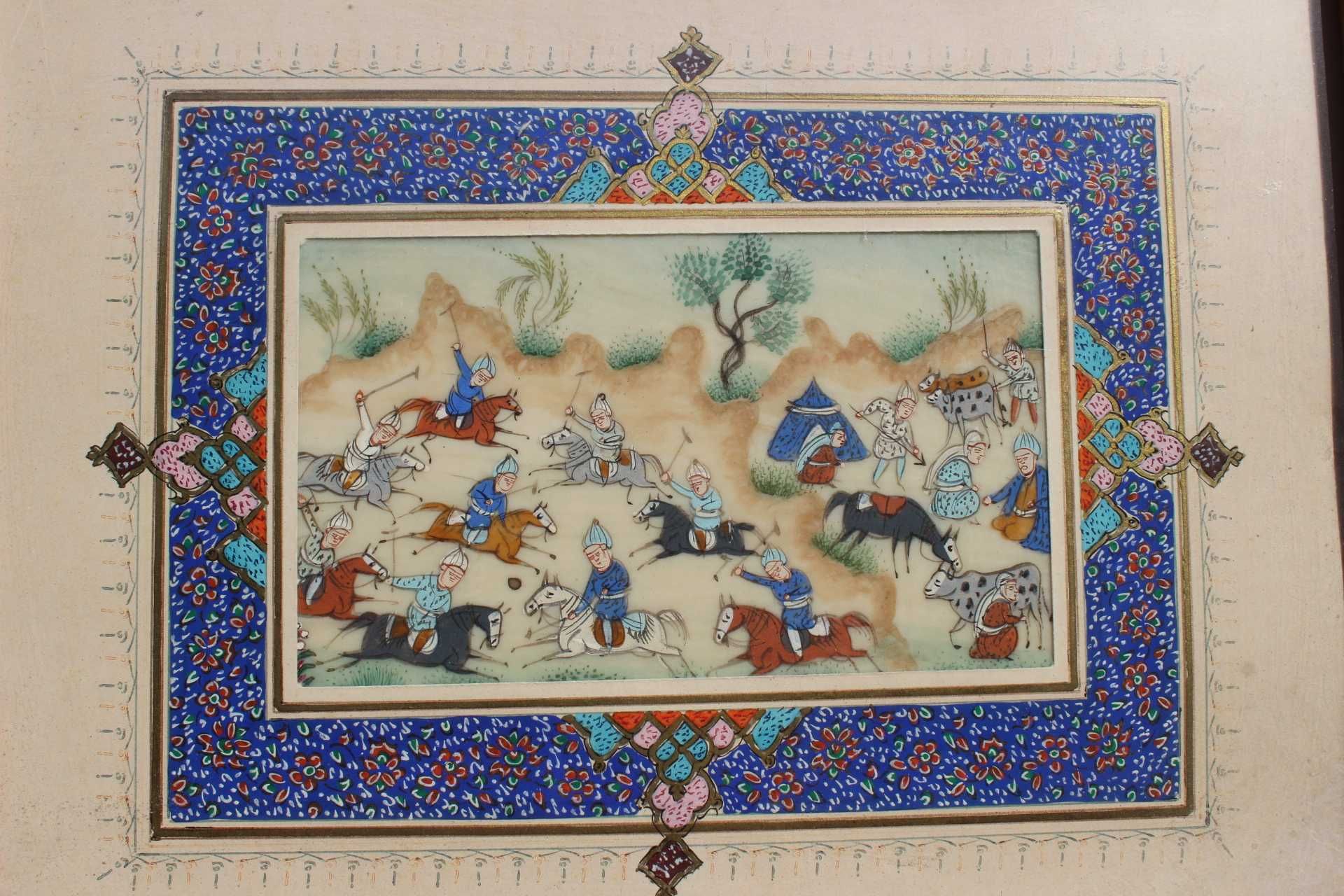 Piesa de colectie PERSIA prima parte secol 20, Vanatoare pe cai
