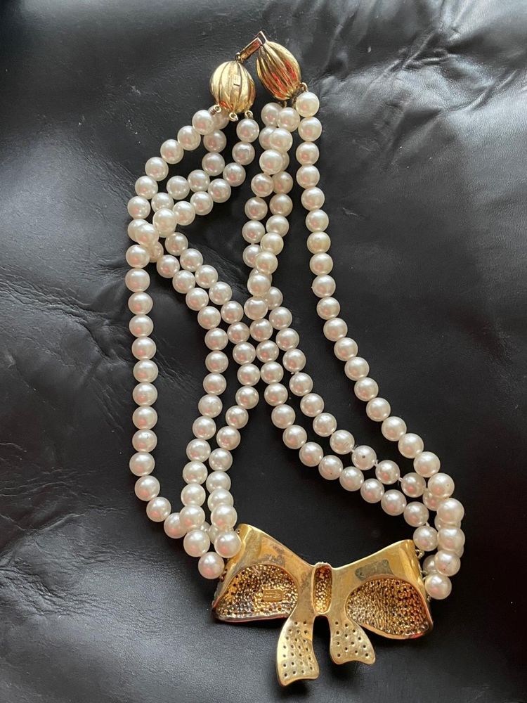 Colier perle naturale AIROLDI argint 925 placat aur si pietre swarov