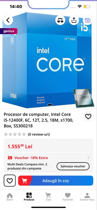 Proceseor computer i5 12400F 6c,12T,2.5, 18M