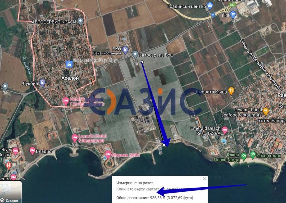 Урбанизиран Парцел за курортно застрояване, 7653 кв. м, Ахелой,