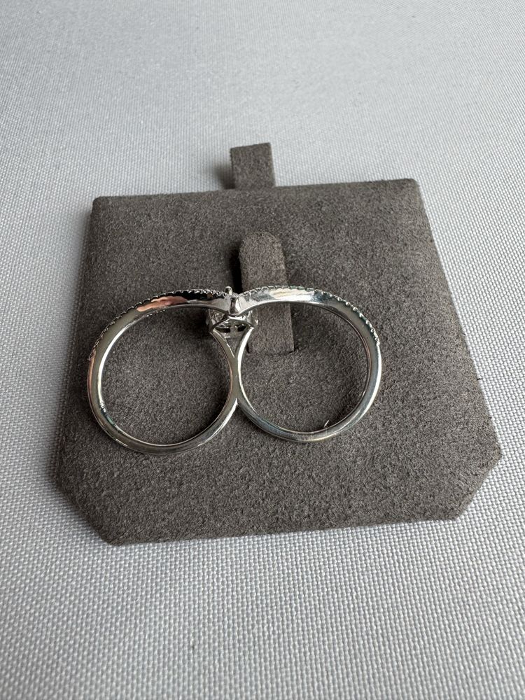 Inel dublu din argint si cubic zirconia