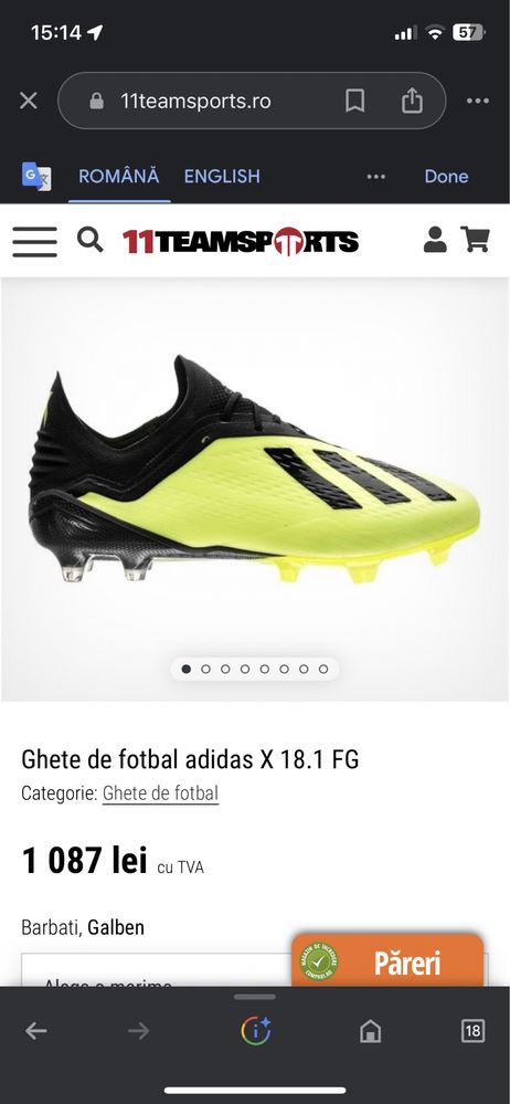 Vand ghete fotbal adidas 18.1 cu filet marimea 42