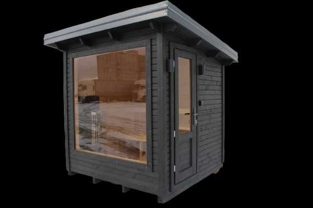 Sauna panoramica exterior model SQUARE 2MX2MX2.4M lemn sau electric