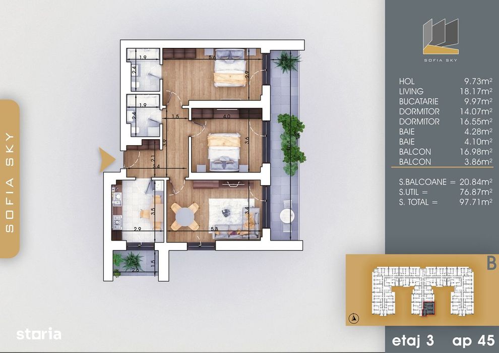 3 camere decomandat finalizare rapida la 7 min M Nicolae Teclu