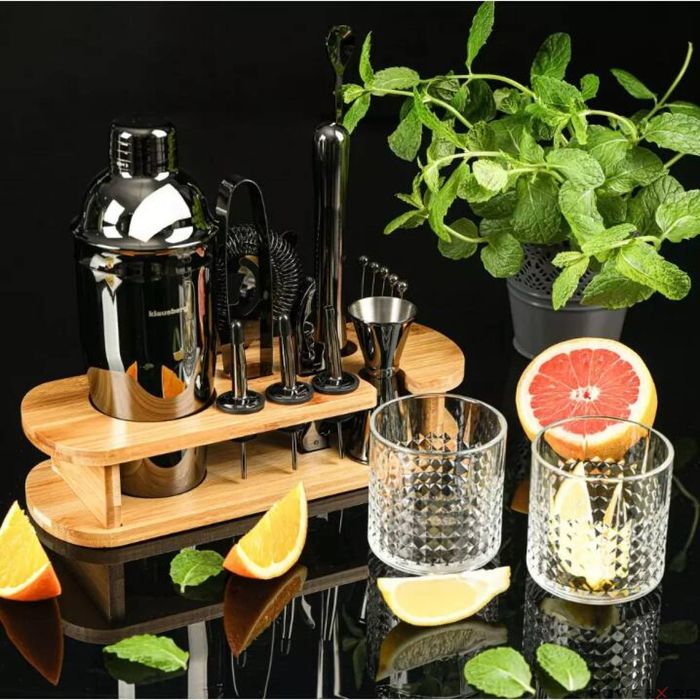 Set de barman pentru preparare de bauturi, cocktail,16 piese, gri