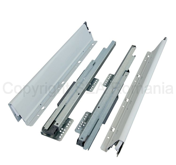 Glisiere sertare bucatarie H140 MM extensie totala si amortizare-400mm