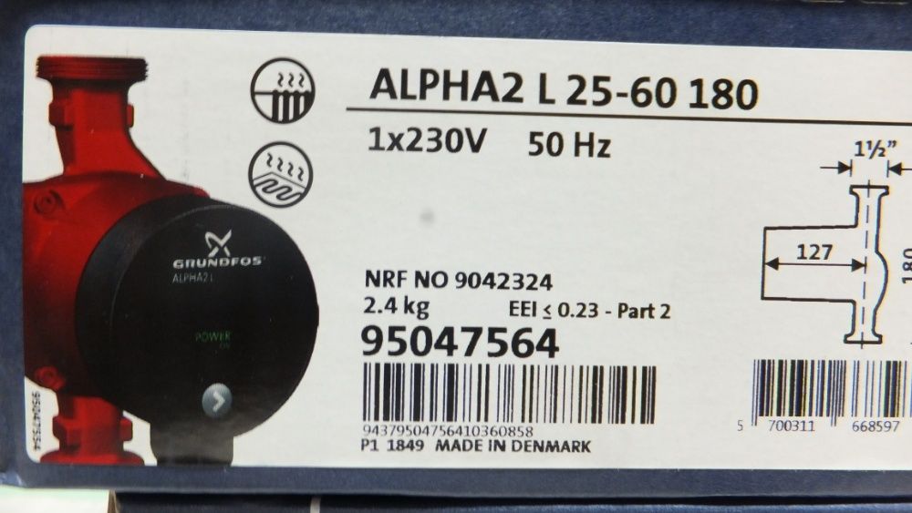 Grundfos ALPHA2 L 25-40 180 Циркулационна помпа с 5 г гаранция