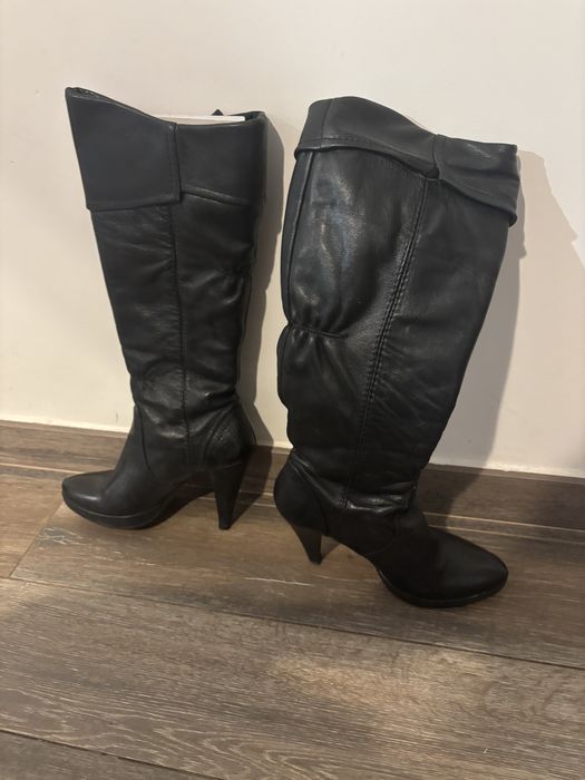 Ботуши на ток от естествена кожа