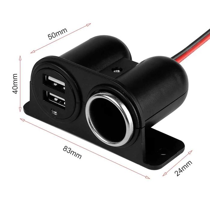Зарядно Usb с гнездо за запалка за вграждане 12V-24 №3792