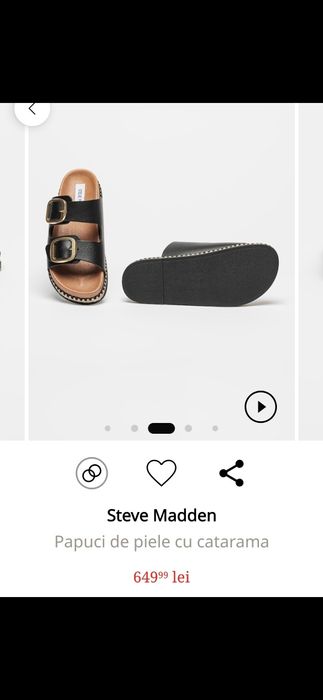 Papuci piele naturala cu catarama Steve Madden, nr 40
