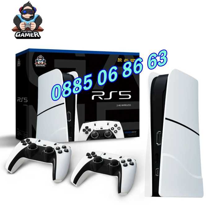 Игрова конзола RS5, 45 000+ игри, Два безжични джойстика, 4K HD, игра