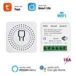 Mini intrerupator/releu inteligent WIFI 16A automatizare, compat. TUYA