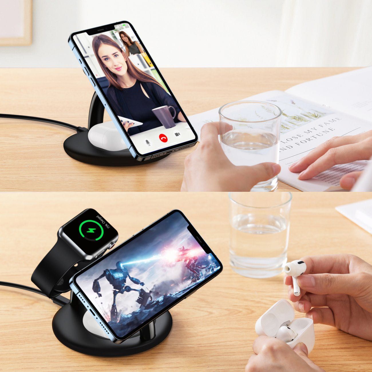 Безжичнa Станция MagSafe 3в1 Choetech iPhonе/ AirPodsPro/Apple Watch