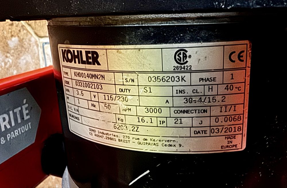 Generator SDMO Perform 3000, Motor Kohler, 3.5 KVA