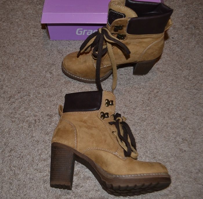 Botine dama, piele intoarsa eco, GRACELAND, bej, marime 38