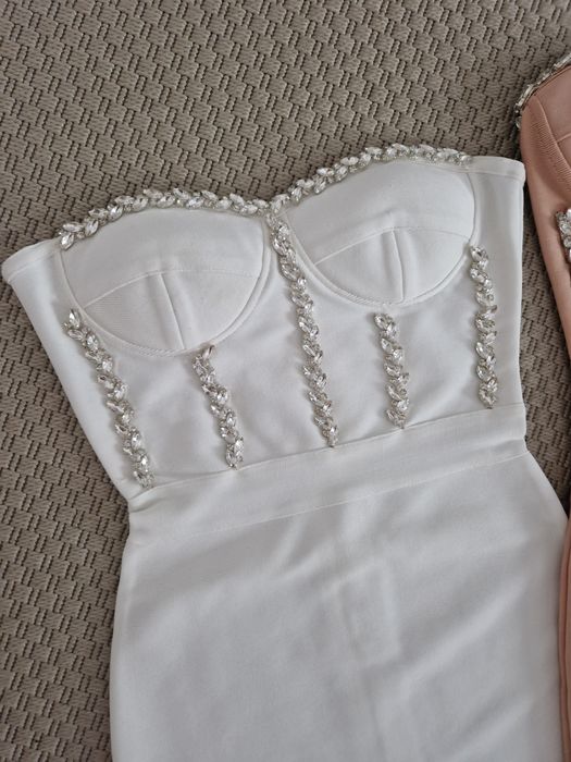 Vand rochie bandage nou alb cununie civila botez marime M