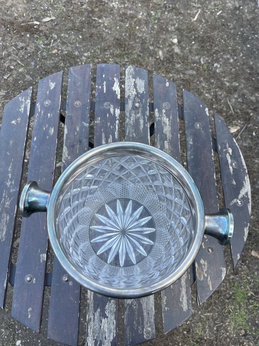 Frapieră pentru șampanie de cristal cu cadru placat argin