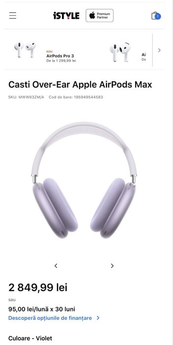 Apple Airpods Max Purple USB-C sigilat.