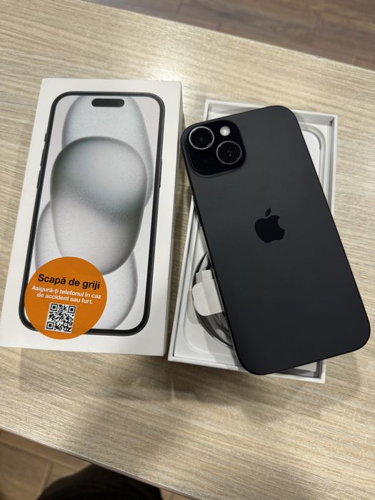 iPhone 15, 128GB, 5G, Black, Impecabl/CA NOU, 5 Cicluri Incarcari!!