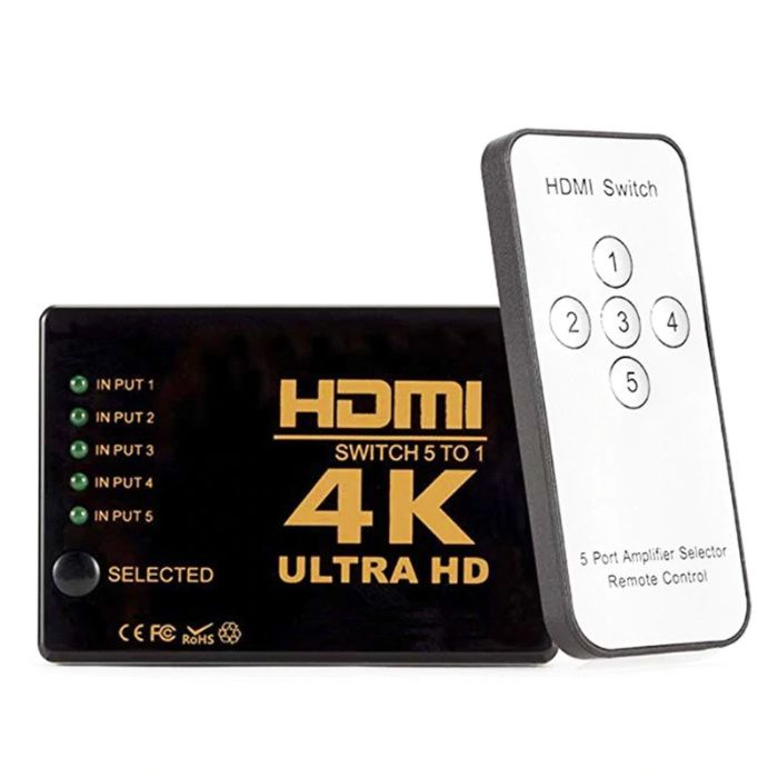 4K ULTRA HD суич с дистанционно управление и 5 HDMI входа