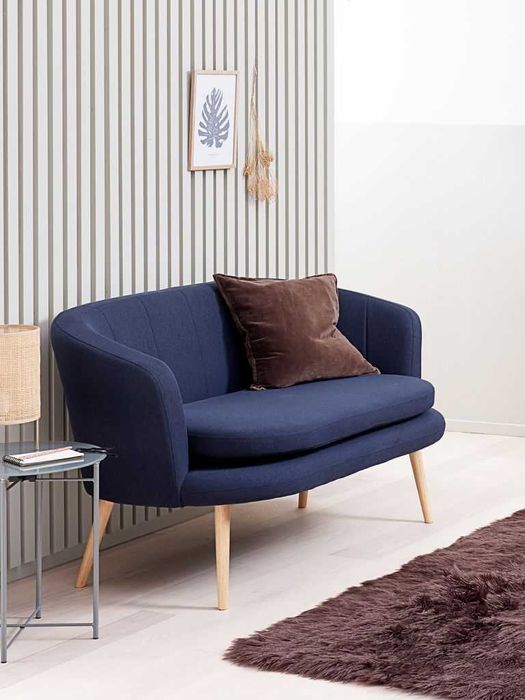 Диван GISTRUP 2-местен тъмносин текстил  137 / 78 / 76