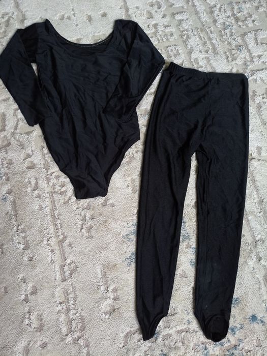 Боди- купальник длинный рукав и  лоссины для танцев и тренировок