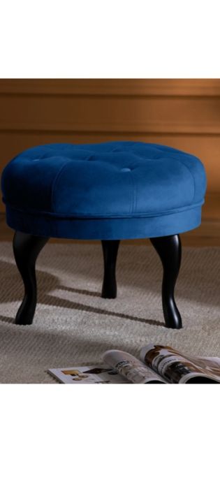 Taburet îmbrăcat în catifea albastră