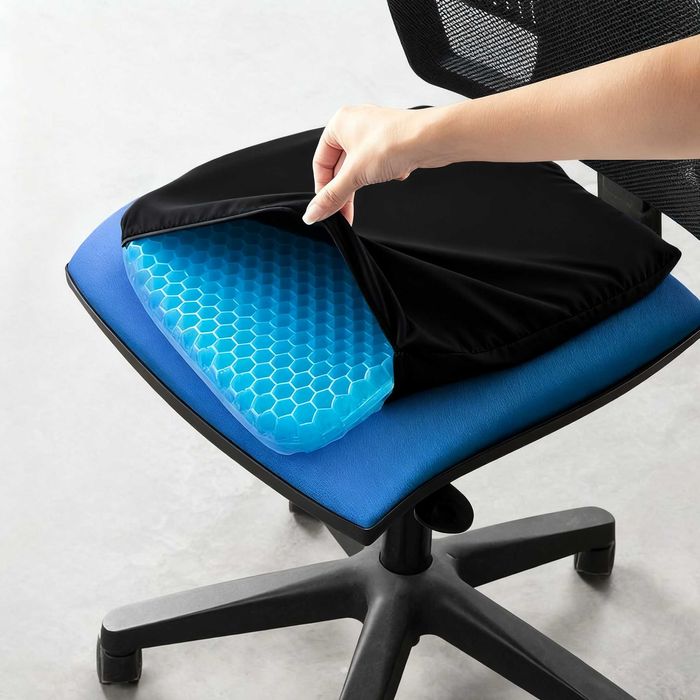 Perna gel ergonomica tip fagure cu husa antiderapanta 39 x 37 x 3 cm