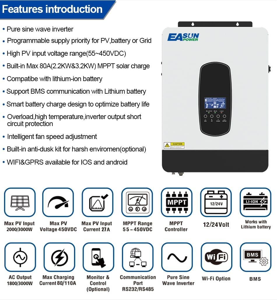 Inversor solar Easun 7kw 48v cu wifi