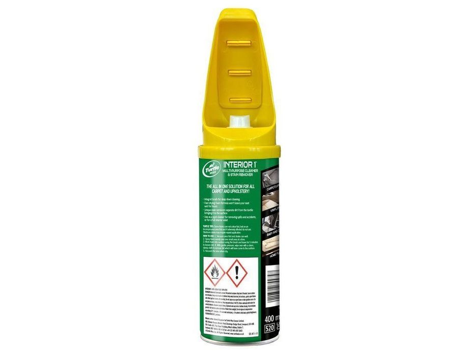 Spray curatat tapiteria Turtle Wax pentru curatat mochete si scaune spuma cu perie, 400 ml