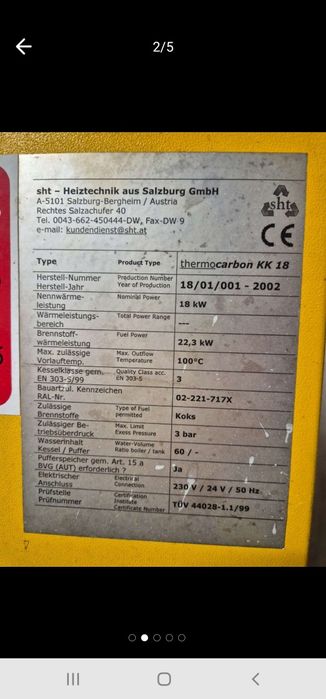 Centrala pe lemne sau carbuni 22kw