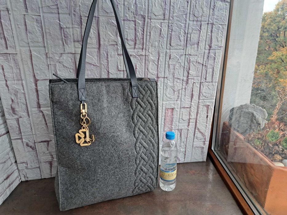 дамска чанта,Stefanel,текстилна сива торба